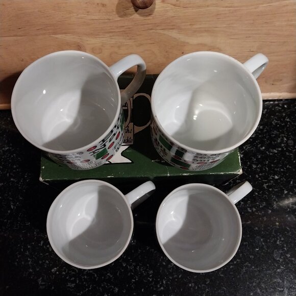 BA/2nd Ch Vtg 60s Holt Howard Round The World Christmas Ceramic Mugs Set of 4 - Picture 4 of 5